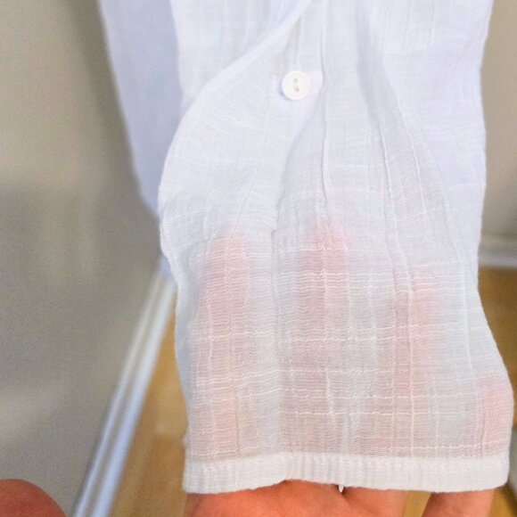 White Linen Style Top Long Sleeve Sheer V Neck Floral Lace Tunic Boho Sz XL - Picture 4 of 9